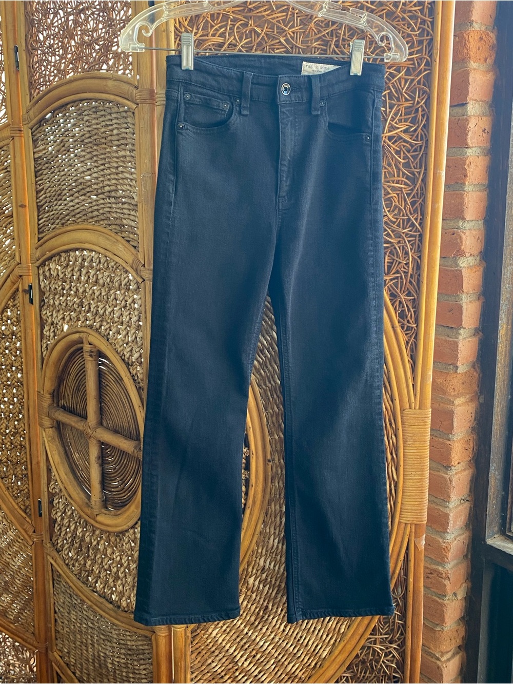 rag & bone Women’s Slim Black Jeans with Back Pocket Logo